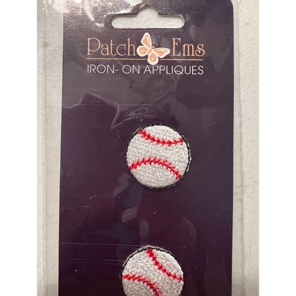 Patch Ems Iron on appliques Baseball White Red .75" across NEW - Picture 2 of 3